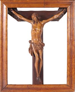 Framed Carved Wood Crucifix