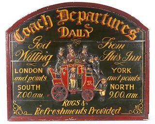 Coach Departures Daily Painted Wood Sign