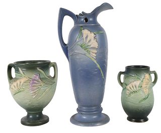 Three Roseville Freesia Ceramic Vessels
