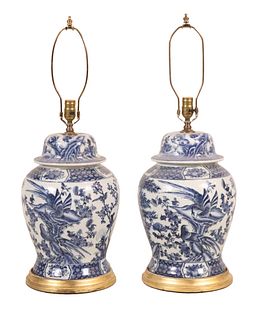 Pair of Chinese Style Ginger Jar Table Lamps