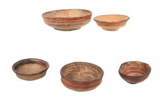 Five Pre-Columbian Painted Pottery Small Bowls