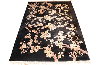 Chinese Style Black Floral Carpet