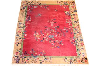 Chinese Style Red Floral Carpet