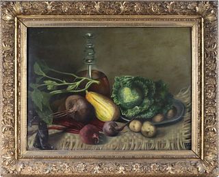 Unknown Artist, Oil on Panel Vegetable Still Life