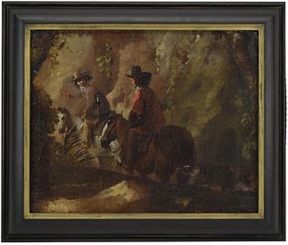 Old Master Oil on Canvas, Two Travelers