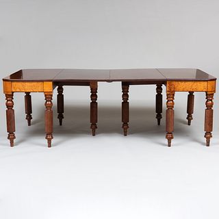 Classical Cherry and Bird's Eye Maple Drop-Leaf Dining Table
