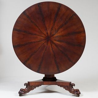 Classical Figured Mahogany Tilt-Top Center Table, Philadelphia
