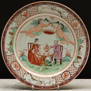 Chinese Export Porcelain Dutch Decorated Marriage Plate