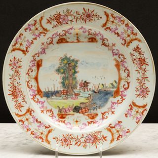 Chinese Export Porcelain Meissen Style European Subject Plate