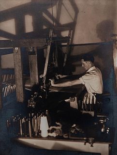 Doris Ulmann (American, 1882-1934). Man at a Loom, Berea, Kentucky. WPA Period Platinum Print