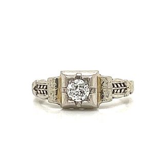 18k Art Deco Diamond Engagement Ring