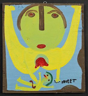 Mose Tolliver (1925-2006) Painting on wood, 1991