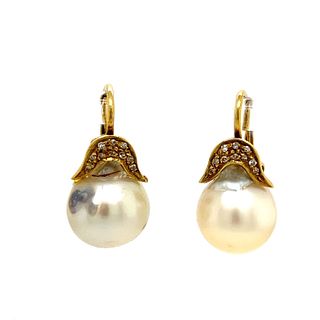 18k Pearl Diamond EarringÂ 