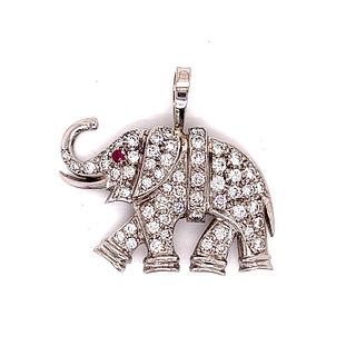 18k Diamond Elephant Pendant