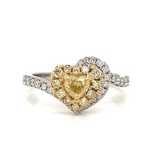 14k Yellow Diamond Heart Ring
