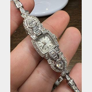 Lucien Picard Art Deco Platinum Diamond Cocktail Watch