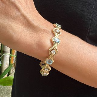 14k Aqua Diamond Bracelet