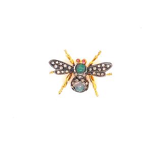 Silver and Gold Opal Bug Brooch