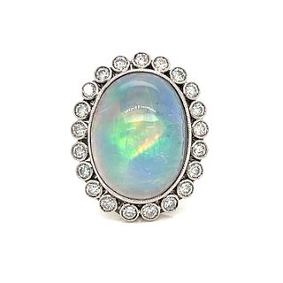 Platinum Opal Diamond Rosetta Ring