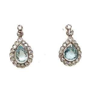 Platinum Aqua Diamond Earrings