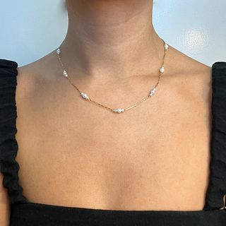 18k Pearl Chain Necklace