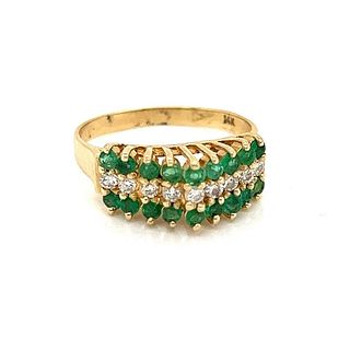 14k Diamond Emerald Ring