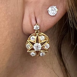 18K Yellow Gold True Antique Diamond Earrings