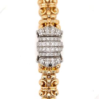 Omega 18K Yellow Gold & Platinum Diamond Watch/Bracelet