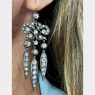 18K White Gold & Silver Diamond Chandelier Earrings