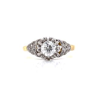 Late Edwardian 18k Platinum Diamond Engagement Ring Â 