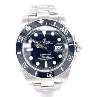 ROLEX Submariner Black Dial Watch With Papers