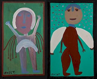 2 Paintings: Mose Tolliver and Annie Tolliver