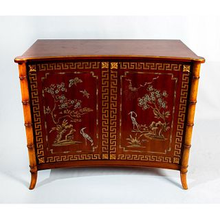 Vintage Gabriel Viardot Style Chinoiserie Bamboo Cabinet