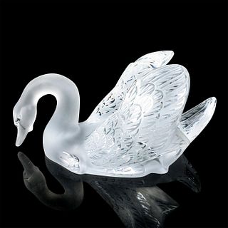 Lalique Frosted Crystal Swan Sculpture