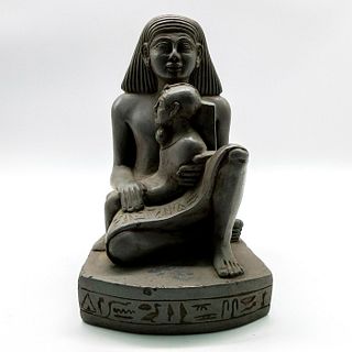 Vintage Egyptian Sculpture of Isis Goddess with Child
