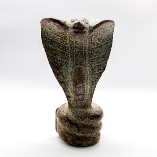 Vintage Carved Stone Cobra Snake Sculpture
