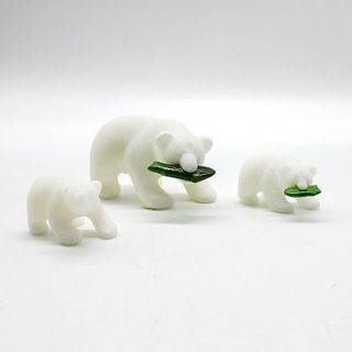 3pc Vintage Cassiar Jade White Marble Hand Carved Figurines Bears