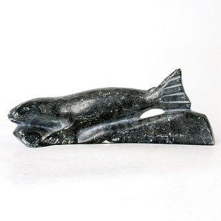 Lucassie N, Signed, Inuit Soapstone Sculpture