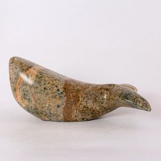 Louis, Signed Inuit Soapstone Sculpture, Whale