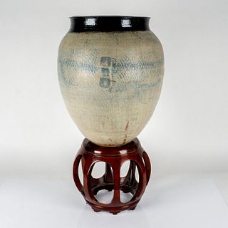 Paul Chaleff (American, b.1947) Large Stoneware Jardiniere With Stand
