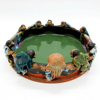 Antique Japanese Sumida Gawa Pottery Figural Bowl