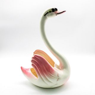 Vintage Large Ceramic Swan Vase Sculpture Planter