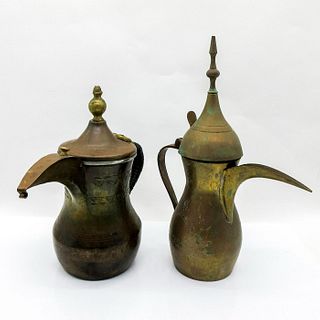2pc Vintage Arabic Bronze Dallah Coffee Pots