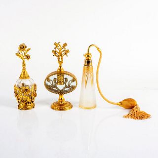 3pc Antique Ornate Perfume Bottles