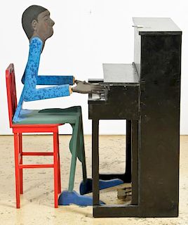 Folk Art Piano Man Sculpture