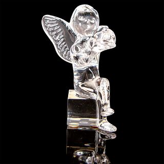 Baccarat France Crystal Figurine Cherub Holding Heart