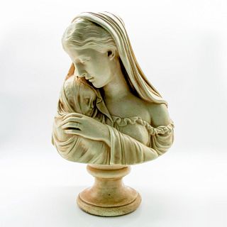 Vintage Large Sculpture Bust Madonna with Child by A. Monti