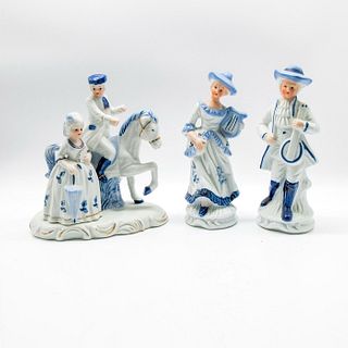 3pc Grouping of Vintage White & Blue Porcelain Figurines