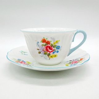 2pc Shelley England Cup and Saucer, Rose and Red Daisy