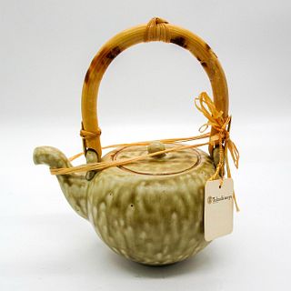 Vintage Takashimaya Tea Pot With Lid, Bamboo Handle